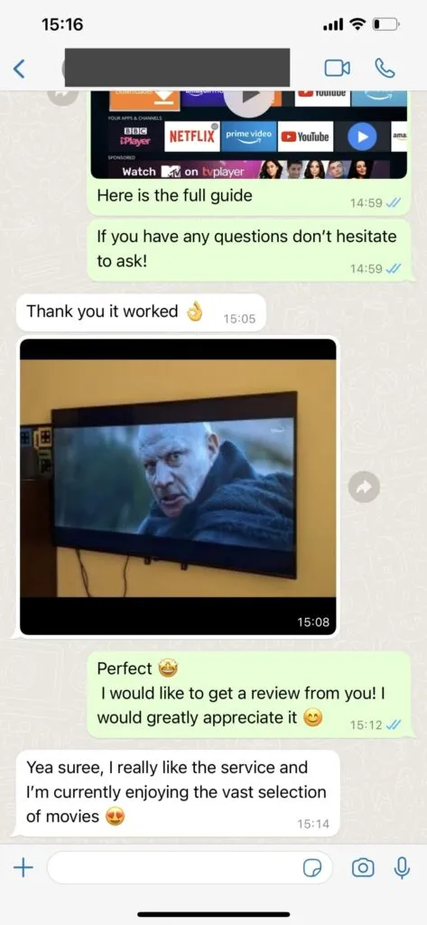 Customer activation example via WhatsApp 1